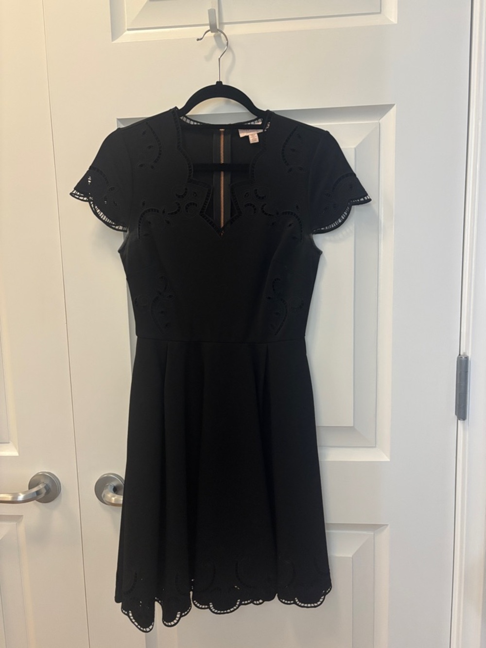 Ted Baker Black Scalloped Eyelet Fit & Flare Mini Dress